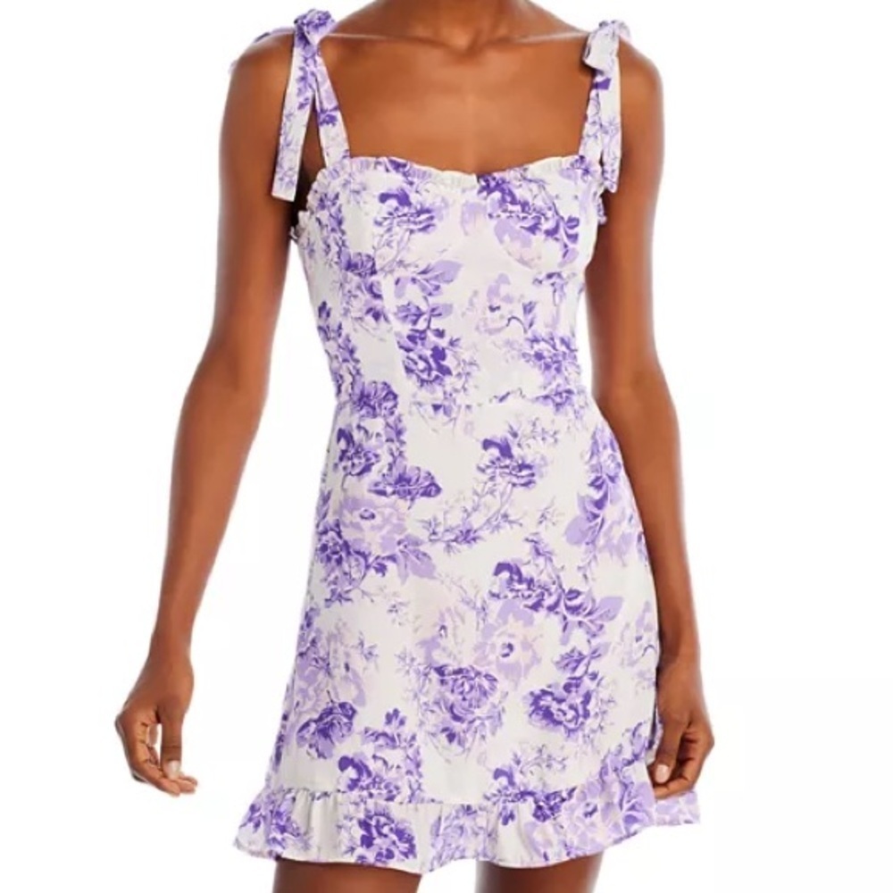 Aqua Lightweight Smocked Back Dress Tie Shoulders Floral XL Fits Like L NWT